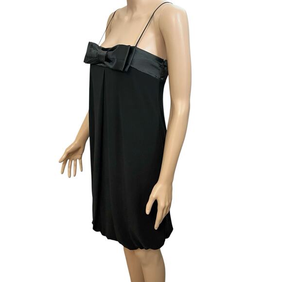 Y2K Windsor Bubble Hem Mini Slip Dress XS Bow Party Holiday Prom Black Formal - Picture 4 of 12